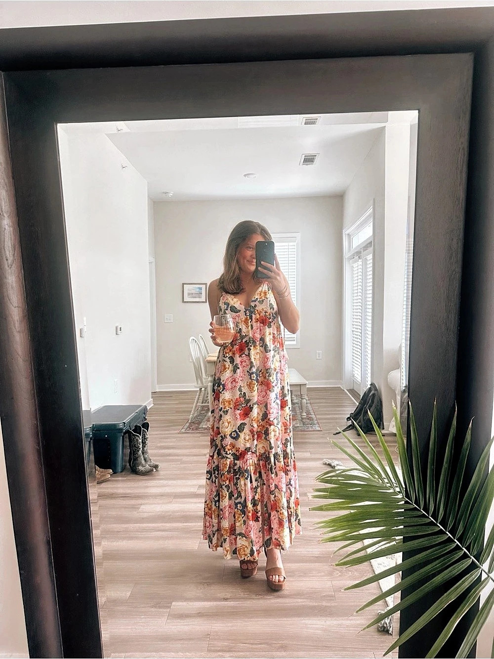 Petal & Pup Lillee Tiered Maxi Dress Floral Pink & White Like New